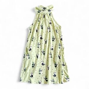 Sweet Bamboo Green Panda Bear Dress Soft Sleeveless Girls size 3 Summer